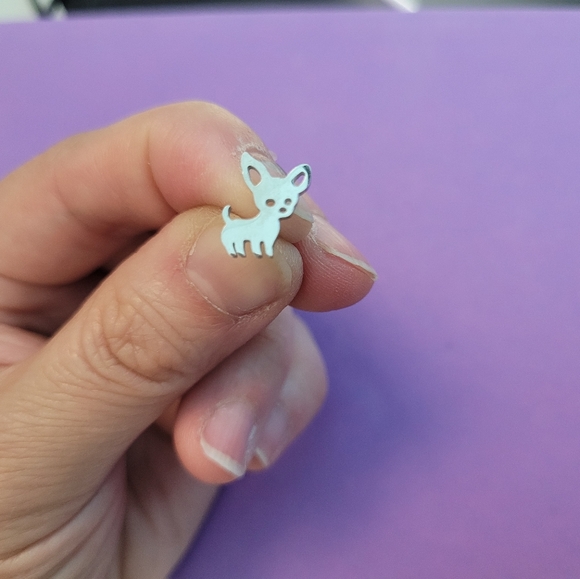 Cute doggy, puppy stainless steel earrings in silver color. Hypoallergenic - Picture 4 of 4
